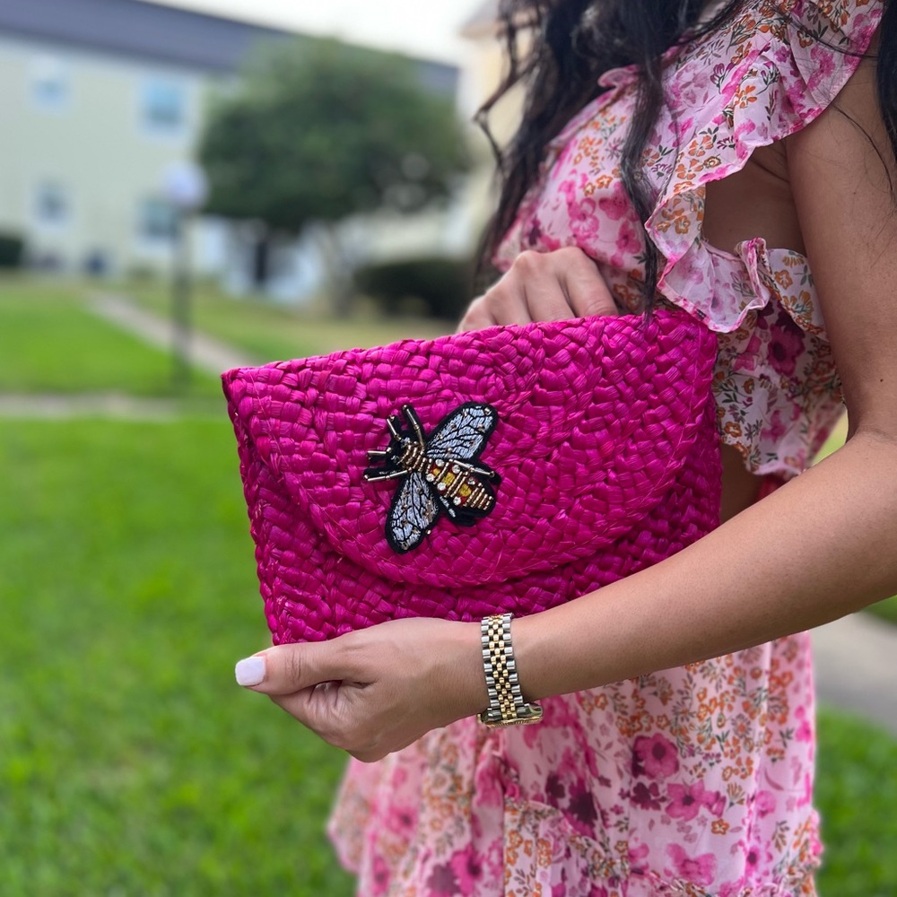Handmade Summer Clutch- Hot pink